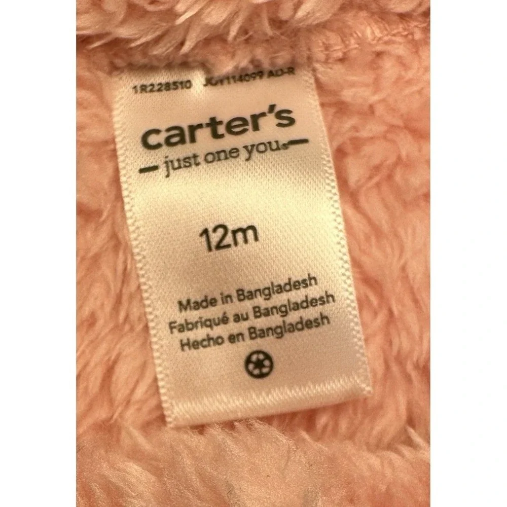 Carter's Just One You Baby Girl Vest Pink Size 12M Warm Fluffy Cozy Front Bow